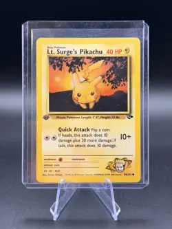 Lt. Surge's Pikachu⚡• 1st Edition Gym Challenge 84/132 Pokemon Card - Image 1