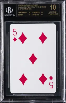 2016 MARIO PIKACHU PLAYING CARDS POKEMON CENTER 5 OF DIAMONDS BGS 10 BLACK LABEL - Image 1