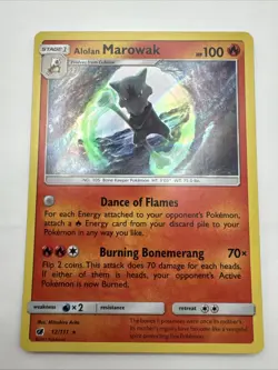 Pokemon Card Alolan Marowak Crimson Invasion Holo Rare 12/111 Near Mint - Image 1