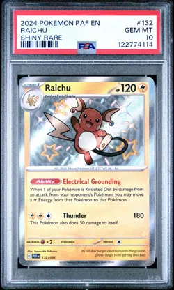 PSA 10 2024 Pokemon Paf En-Paldean Fates #132 Raichu Shiny Rare - Image 1