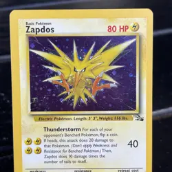 1999 Pokemon TCG Fossil Set Zapdos 15/62 Holo Rare Unlimited WOTC Vintage NM/LP - Image 3
