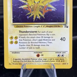 1999 Pokemon TCG Fossil Set Zapdos 15/62 Holo Rare Unlimited WOTC Vintage NM/LP - Image 4