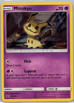 Pokemon TCG Mimikyu 58/145 Guardians Rising Holo LP - Image 1