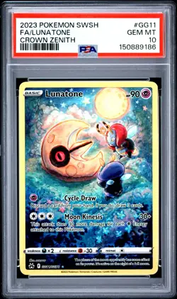 2023 Pokemon Sword And Shield Crown Zenith Lunatone PSA 10 #GG11 - Image 1