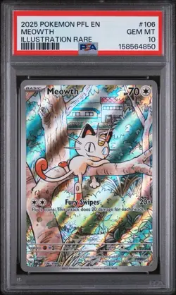 Pokemon 2025 Meowth 106/094 Illustration Rare Phantasmal Flames GEM MINT PSA 10 - Image 1