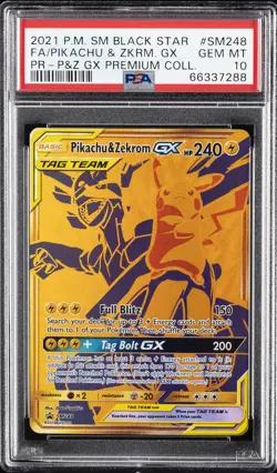 2021 POKEMON SM BLACK STAR PROMO #SM248 FULL ART/PIKACHU & ZEKROM GX PSA 10 - Image 1