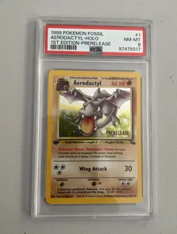 Aerodactyl 1st Edition RARE Prerelease POKEMON Card PSA 8 NM-MT FOSSIL Holo 1/62 - Image 1