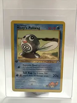 1st Edition Misty's Poliwag 87/132 Gym Heroes Set Pokemon Card - NM - PACK FRESH - Image 1
