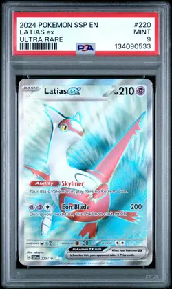 2024 POKEMON SSP EN-SURGING SPARKS ULTRA RARE #220 LATIAS EX PSA 9 - Image 1