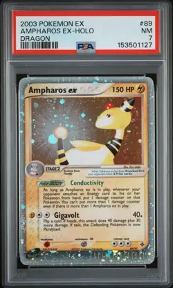PSA 7 Ampharos ex 89/97 Holo Ultra Rare EX Dragon 2003 Pokemon English - Image 1