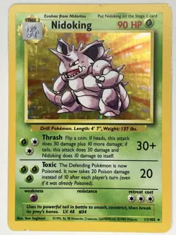 Nidoking LP 11/102 Unlimited Base Set Pokemon TCG Holo - Image 1