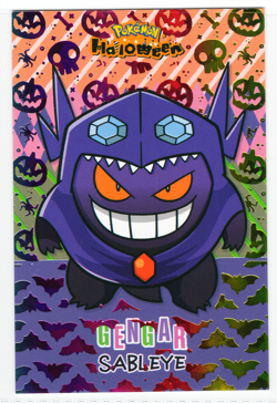 POKEMON- Halloween Database * GENGAR SABLEYE PONCHO * RAINBOW FOIL - BOX HIT - Image 1