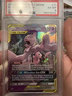 Pokemon 2019 Mewtwo & Mew GX 71/236 Tag Team Unified Minds PSA 6 - Image 1