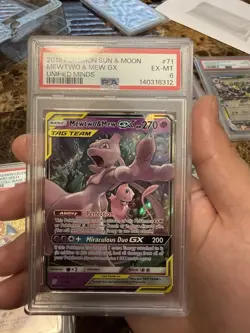 Pokemon 2019 Mewtwo & Mew GX 71/236 Tag Team Unified Minds PSA 6 - Image 2