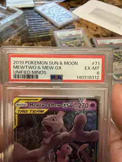Pokemon 2019 Mewtwo & Mew GX 71/236 Tag Team Unified Minds PSA 6 - Image 3