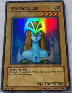 Yugioh 1x Mystical Elf LOB-062 Super Rare Unlimited Edition Light Play Original - Image 1