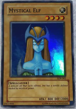 Yugioh 1x Mystical Elf LOB-062 Super Rare Unlimited Edition Light Play Original - Image 5