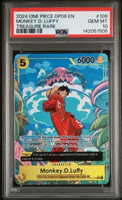 2024 One Piece Monkey D. Luffy OP08 English Treasure Rare OP07 109 PSA 10 - Image 1