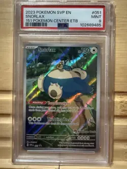 Snorlax 051 Pokemon Center Stamped Black Star Promo 151 - PSA 9 Mint - Image 1