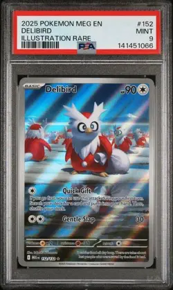 2025 Pokemon Mega Evolution # 152 Delibird Illustration Rare PSA 9 Card MINT - Image 1