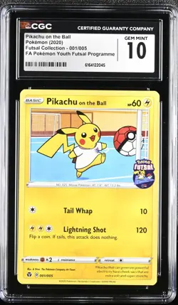 Pokemon Pikachu on the Ball Futsal Coll. Youth Futsal #001 CGC 10 Gem Mint - Image 1
