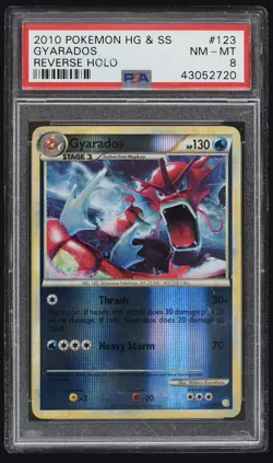 2010 POKEMON HEARTGOLD & SOULSILVER #123 GYARADOS REVERSE FOIL REV HOLO PSA 8 - Image 1