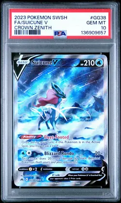 2023 POKEMON SWORD & SHIELD CROWN ZENITH #GG38 FULL ART/SUICUNE V PSA 10 - Image 1