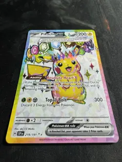 Pikachu ex 219/191 Sv08: Surging Sparks Full Art Holo NM Pokemon TCG - Image 2