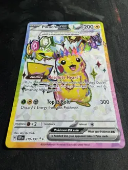 Pikachu ex 219/191 Sv08: Surging Sparks Full Art Holo NM Pokemon TCG - Image 5