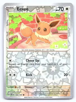 Eevee 166/197 Common Obsidian Flames Pokemon Reverse Holo Near Mint - Image 1