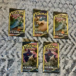 5 SEALED Pokemon TCG Sun & Moon Team Up Booster Packs 3 Cards English Lot of 5 - Image 1