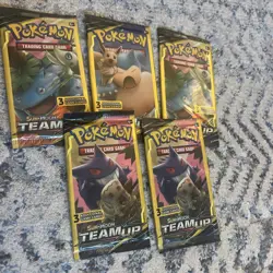 5 SEALED Pokemon TCG Sun & Moon Team Up Booster Packs 3 Cards English Lot of 5 - Image 2