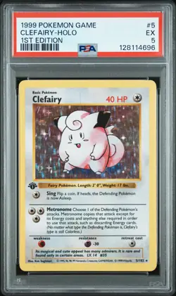 1999 POKEMON BASE SET 1ST EDITION #5 CLEFAIRY-HOLO PSA 5 - Image 1