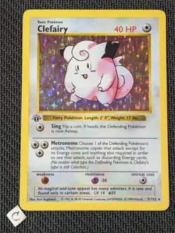 Clefairy 5/102 - Shadowless 1st Edition Base Set Holo Rare Pokemon TCG MP - Image 1