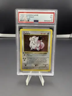 1999 POKEMON BASE SET 1ST EDITION #5 CLEFAIRY-HOLO PSA 5 - Image 1