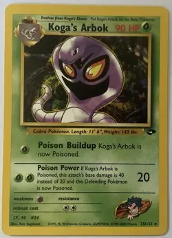 Pokemon Koga's Arbok 25/132 Gym Challenge Rare Stage 1 90 HP Regular Unlimited - Image 1