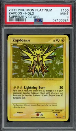 2009 Zapdos Holo Platinum Supreme Victors PSA 9 Mint - Image 1