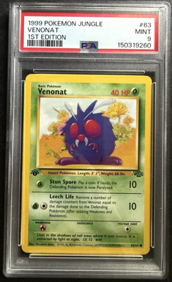 1999 Pokemon Jungle Venonat 1st Edition #63 PSA 9 MINT - Image 1