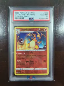 2020 Pokemon Vivid Voltage Charizard Reverse Foil #25 PSA 10 - Image 1