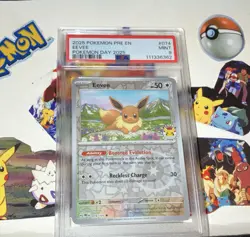Eevee 074 2025 Pokemon PRE Pokemon Day Stamped Promo Reverse Holo PSA 9 MINT - Image 1