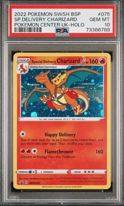 PSA 10 Special Delivery Charizard #SWSH075 2022 Pokemon Center UK Holo Promo - Image 1