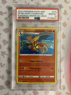 2022 Pokemon Center UK Special Delivery Charizard SWSH075 Promo Holo PSA 10 - Image 1