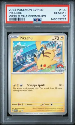 2024 Pokemon SV Black Star Promos World Championships 190 Pikachu PSA 10 - 3221 - Image 1