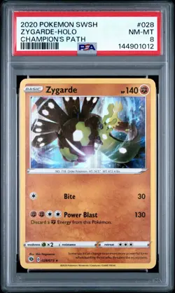 2020 Pokemon SWSH Champions Path Zygarde Holo #028 PSA 8 NM-MT - Image 1