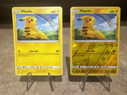 2x Pikachu NM 28/73 - Reverse Holo & Regular - Shining Legends 🏝 Pokemon 2017 - Image 1