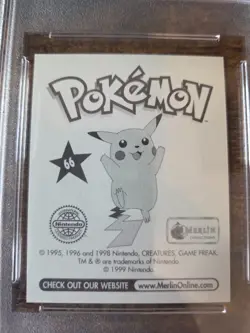 1999 Merlin Pokemon Machop Sticker PSA 10 Gem Mint #66 Pop 3! - Image 4