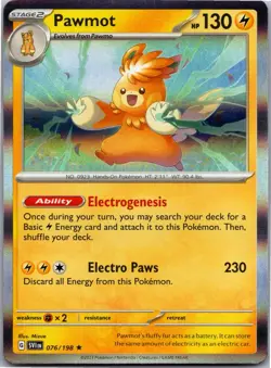 Pawmot 076/198 Rare Scarlet & Violet Pokemon Holo Near Mint - Image 1