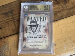 One Piece Portgas D. Ace Wanted Poster OP13-119 SP ERR BGS 9.5 Missprint - Image 1