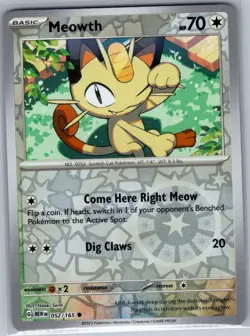 Meowth 052/165 Reverse Holo SV: Scarlet & Violet 151 - Pokemon Card - NM - Image 1