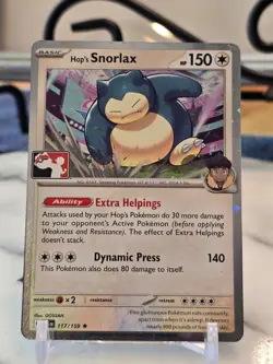 Pokemon TCG Hop's Snorlax 117/159 Prize Pack Series Cards Holo LP - Image 1